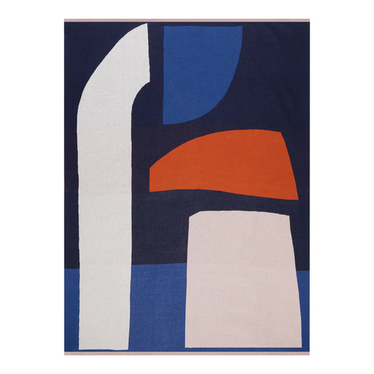 Blanket knitted cotton - form - navy | Sophie Home