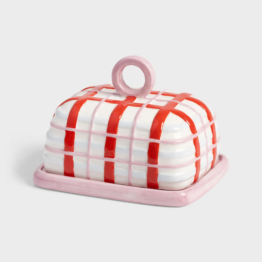 Butter dish plaid - pink | &Klevering