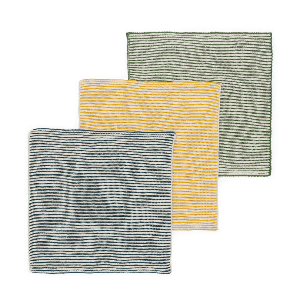 Reusable ribbed dish cloths - set van 3 - Citrus/Ink/Green | Sophie Home - de inKijk