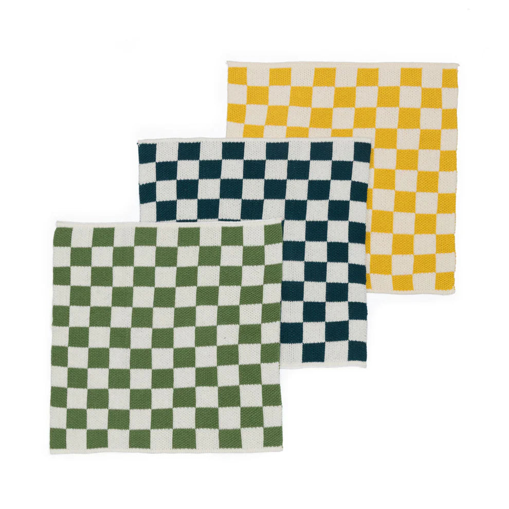 Reusable dish cloths - set van 3 - Citrus/Ink/Green check | Sophie Home - de inKijk