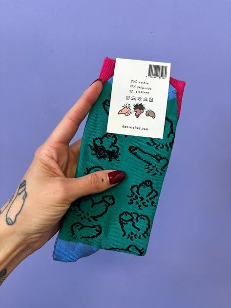 Hairy willy socks - green/fuchsia | Eat Mielies