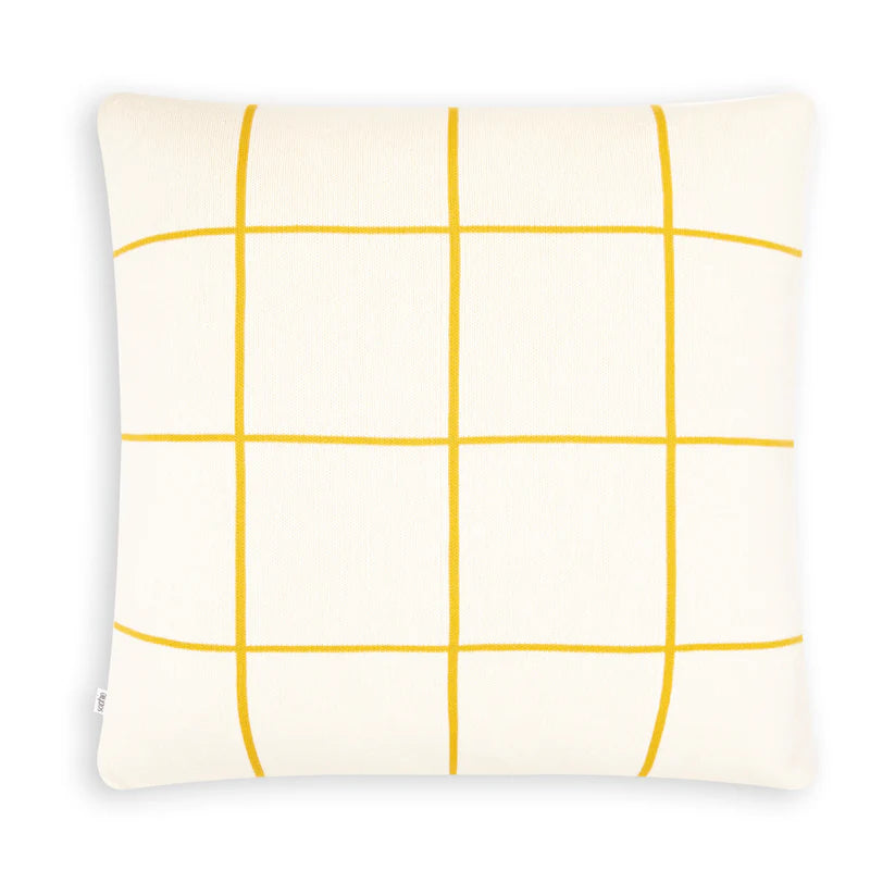 Cushion cover knitted cotton - grid - citrus | Sophie Home