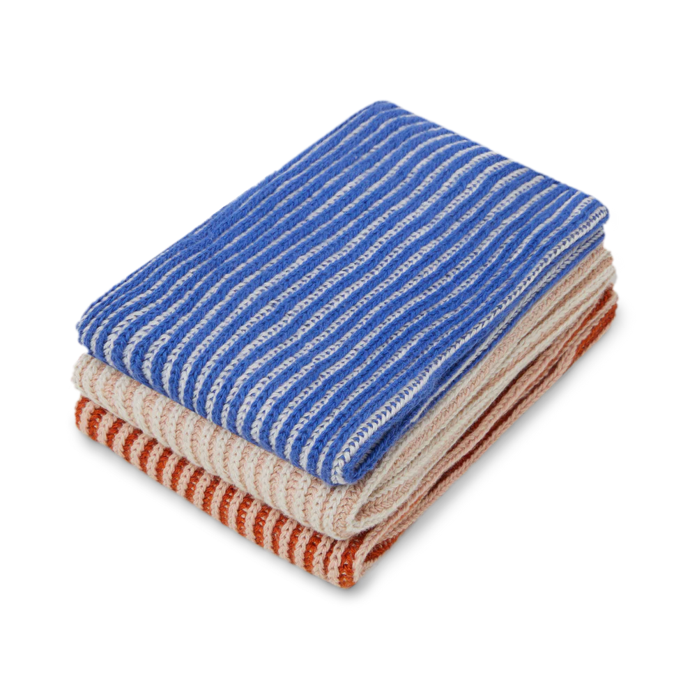 Reusable ribbed dish cloths - set van 3 - Cobalt/Pink/Rust | Sophie Home - de inKijk