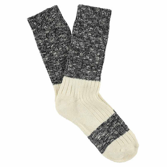 Melange Blend Block Socks - Black / Ecru | Escuyer