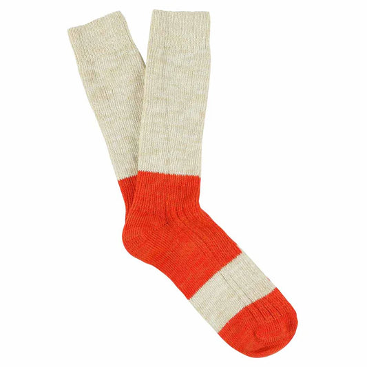 Women Melange Block Socks - Ecru / Orange | Escuyer - de inKijk