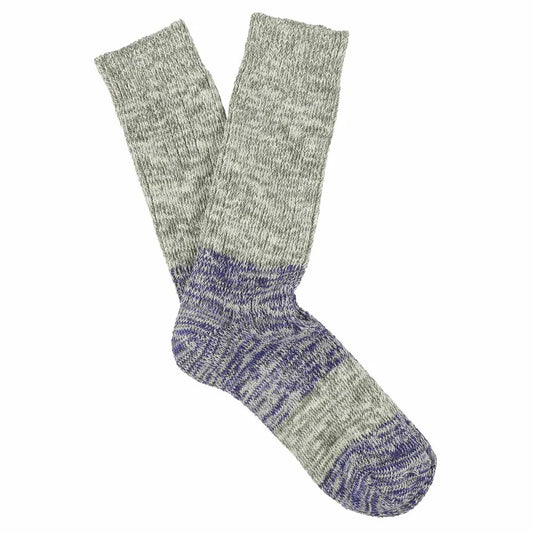 Melange Blend Block Socks - Light Grey / Bright Blue | Escuyer