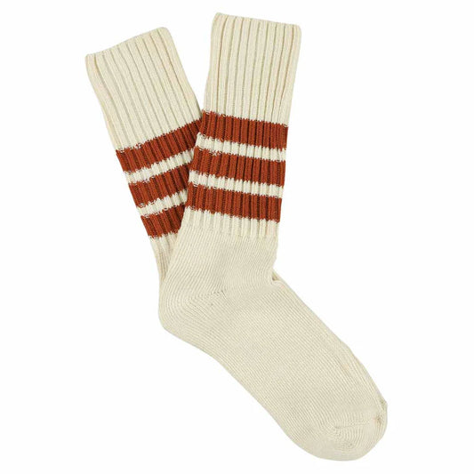 Women Crew Stripes Socks - Ecru / Brick | Escuyer - de inKijk