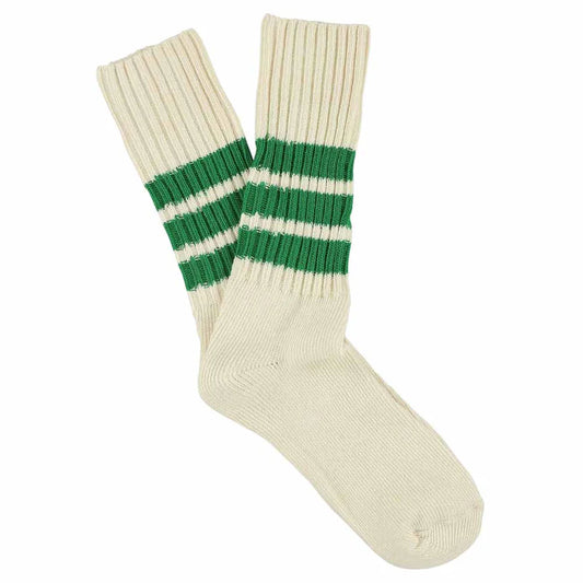 Women Crew Stripes Socks - Ecru / Green | Escuyer