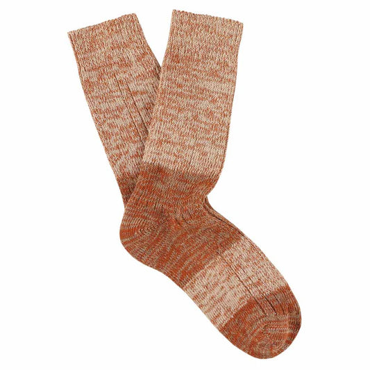 Women Melange Block Socks - Pink / Rust | Escuyer