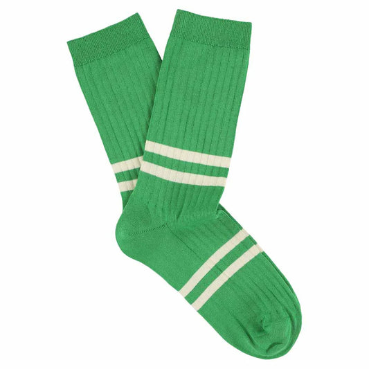 Women Stripes Socks - Bright Green / Ecru | Escuyer