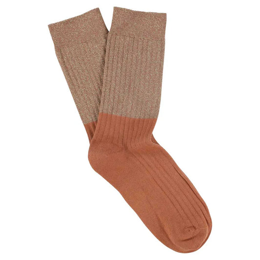 Lurex Block Socks - Gold / Arabian Spice | Escuyer - de inKijk