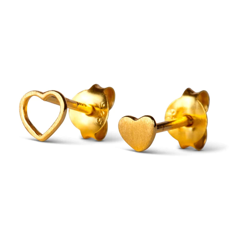 Family love earrings brushed - gold plated - 1 paar | LULU Copenhagen