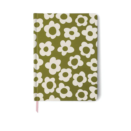 Soft touch jumbo Journal - green groovy floral | Designworks Ink