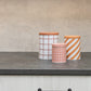 Checks & Stripes tin jar - set of 3 - pink, ochre, brown | Muurla