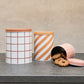 Checks & Stripes tin jar - set of 3 - pink, ochre, brown | Muurla