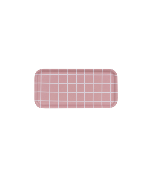 Checks & Stripes tray - pink - 27x13 cm | Muurla - de inKijk