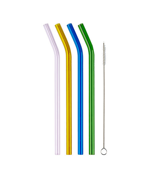 Color glass straws - 4pcs with brush | Muurla