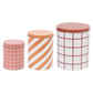 Checks & Stripes tin jar - set of 3 - pink, ochre, brown | Muurla