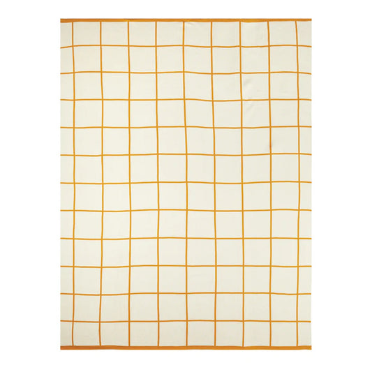 Blanket knitted cotton - grid - citrus | Sophie Home