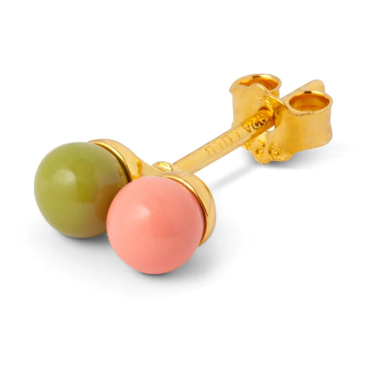 Double color ball burnt coral/willow green - gold plated - 1 stuk | LULU Copenhagen