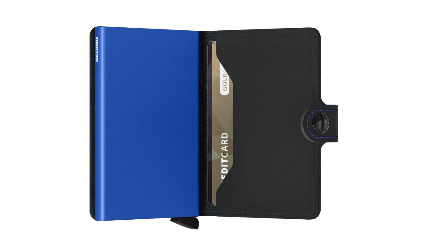 Mini wallet - Matte black & blue | Secrid