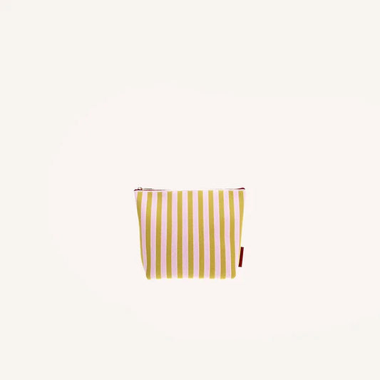 Toiletry bag - knitted stripes - dolce pink + lemon leaf | Sticky Sis