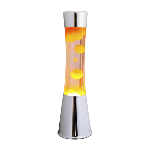 Orange lava lamp - chrome base - transparent liquid - 40 cm | Fisura - de inKijk