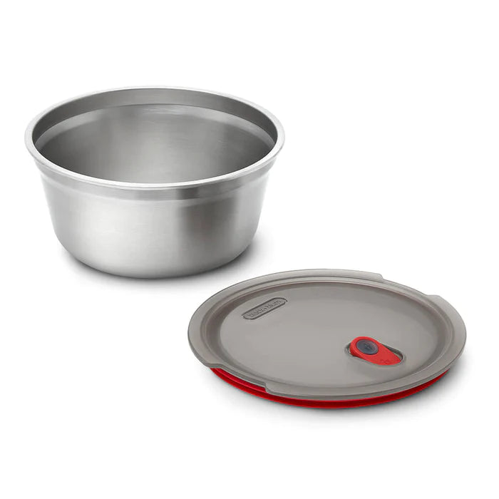 Steel Food Bowl - Large - Grey/Red | Black+blum