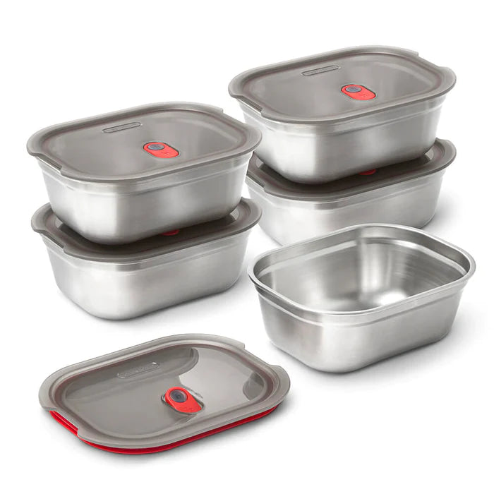 Steel Food Box - Large - Grey/Red | Black+blum