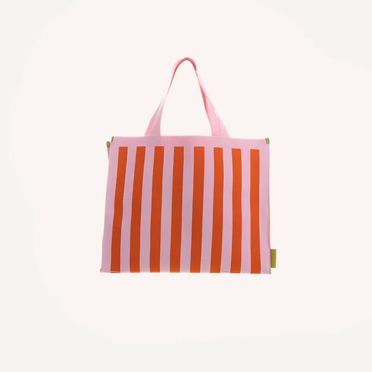 Shopper - knitted stripes - dolce pink + arancia orange | Sticky Sis