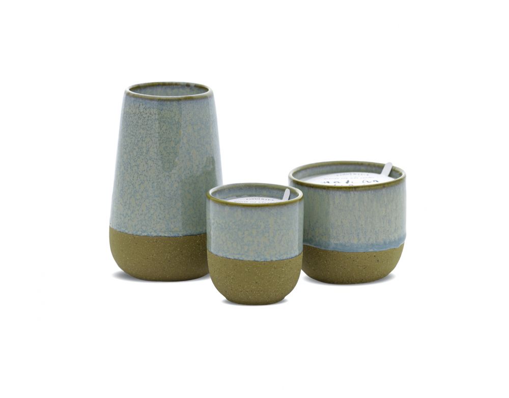Ceramic candle - blue : matcha tea+bergamot | Paddywax