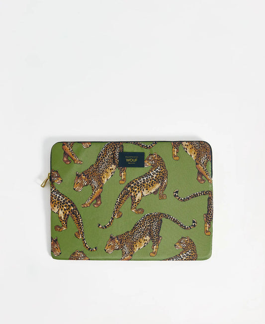 Olive leopard laptop sleeve 13/14" | Wouf - de inKijk