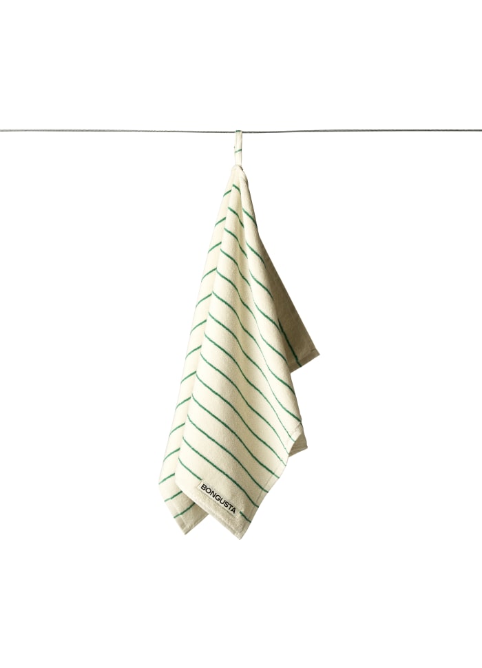 Naram guest towel - pure white & grass | Bongusta