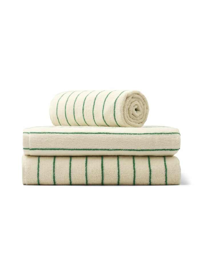 Naram guest towel - pure white & grass | Bongusta